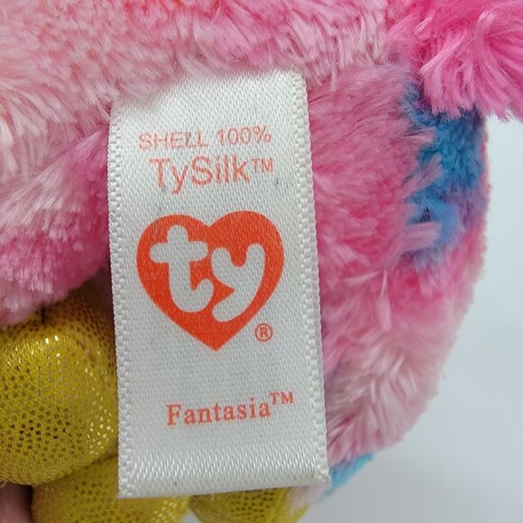 Ty Beanie Boo Ty Silk FANTASIA‎ Unicorn pastel multi-color plush 7" - Picture 3 of 5